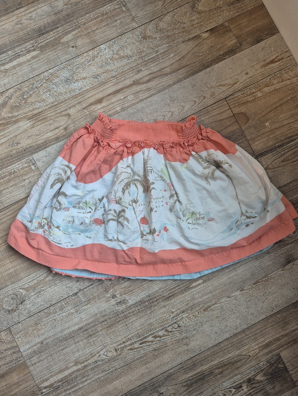 Janie and Jack Coral and White Tropical Print Skirt